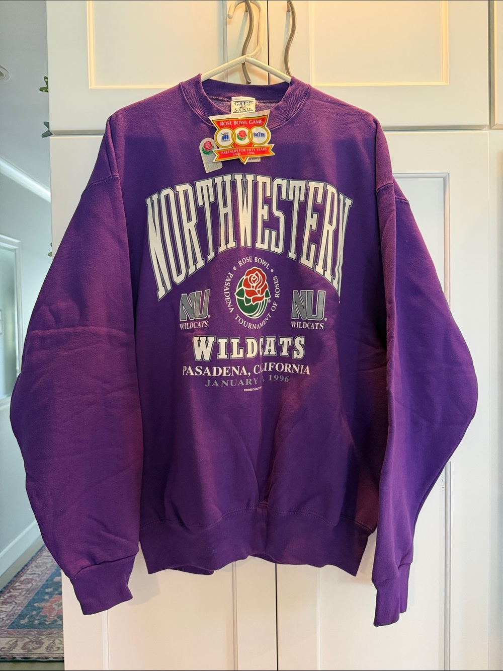 Vintage 1996 Northwestern University Rose Bowl Crewneck Sweatshirt XL NWT